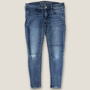 American Eagle Super Low Jeggings Women's 6 Short Super Stretch X Distressed